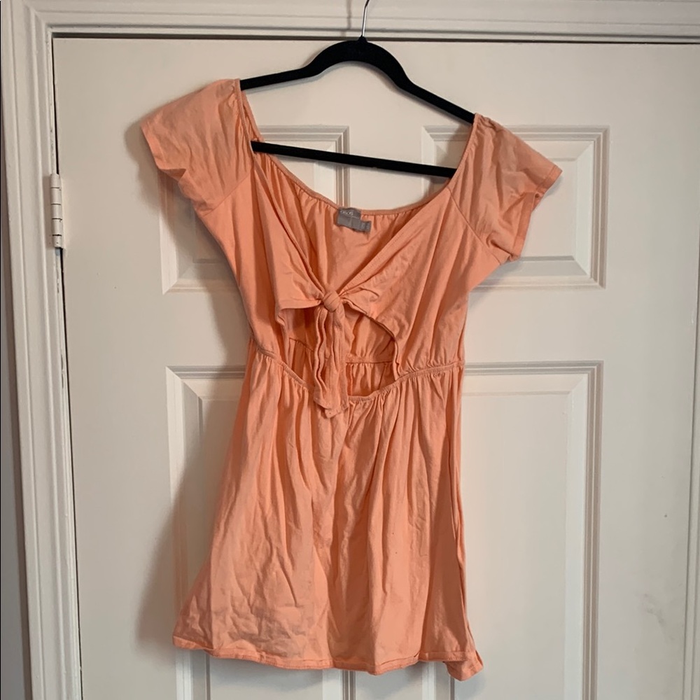 Peach Tie-Front Women's mini dress/top